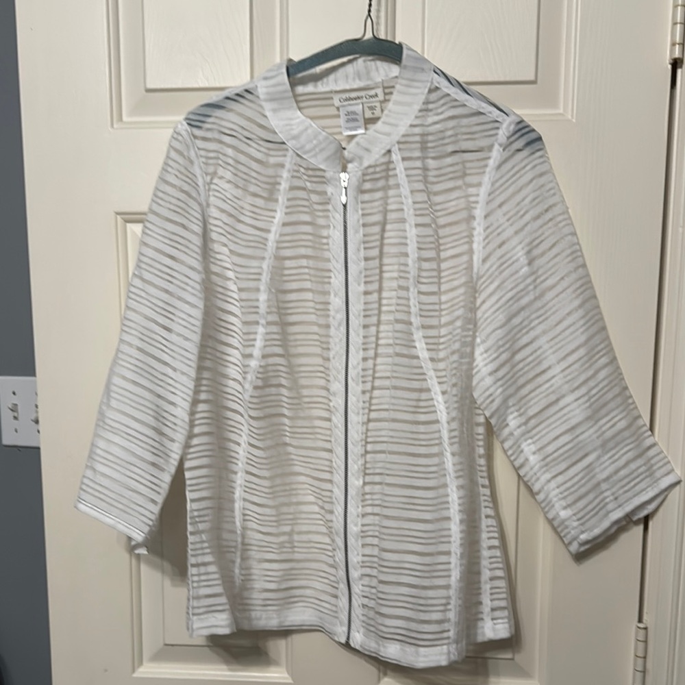 Coldwater Creek White Striped Jacket